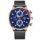 Mesh Rose Blue_Mens 2022 Luxury Black es Men Business Stainless Steel Quartz Calendar Wrist  Man Spo
