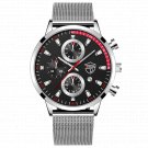 Mesh Silver Black_Mens 2022 Luxury Black es Men Business Stainless Steel Quartz Calendar Wrist  Man 