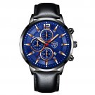Leather Black Blue_2022 Luxury Mens Black es Men Business Stainless Steel Quartz Calendar Wrist  Man