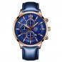 Leather Rose Blue_2022 Luxury Mens Black es Men Business Stainless Steel Quartz Calendar Wrist Man
