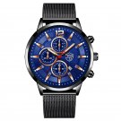 Mesh Black Blue_2022 Luxury Mens Black es Men Business Stainless Steel Quartz Calendar Wrist  Man Sp