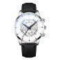 Leather Silver White_2022 es Mens Sports Men Business Stainless Steel Mesh Belt Quartz Wrist Male