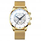 Mesh Gold White_2022 es Mens Sports  Men Business Stainless Steel Mesh Belt Quartz Wrist  Male Clock