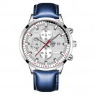 Leather Blue Silver_2022 men's sports es men luxury stainless steel quartz es luminous clock man bus