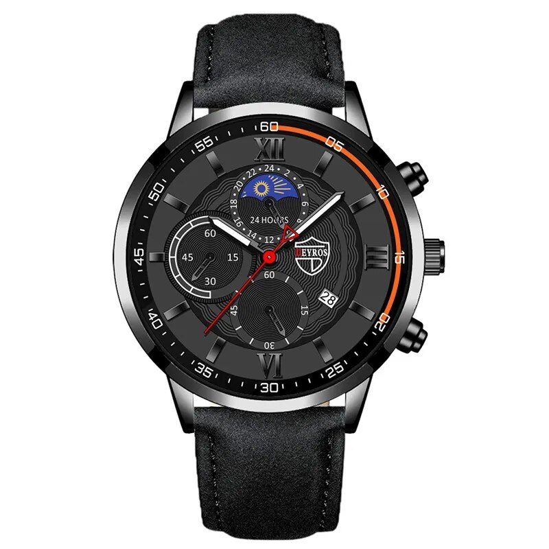 Leather Black Black_2022 Luxury Mens es Men Business Stainless Steel Mesh Belt Quartz Clock Man Casu