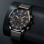 Leather Black Silver_2022 Luxury Mens es Men Business Stainless Steel Mesh Belt Quartz Clock Man Cas