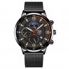 Mesh Black Gold_2022 Luxury Mens es Men Business Stainless Steel Mesh Belt Quartz Clock Man Casual L