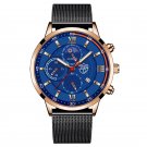 Mesh Rose Blue_2022 Luxury Mens es Men Business Stainless Steel Mesh Belt Quartz Clock Man Casual Le
