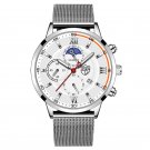 Mesh Silver White_2022 Luxury Mens es Men Business Stainless Steel Mesh Belt Quartz Clock Man Casual