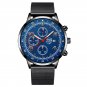 Mesh Black Blue_Mens Luxury es Stainless Steel Mesh Belt Quartz Wrist Men Business Casual Leather