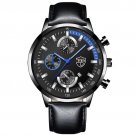 Leather Black Blue_Luxury  Mens es Stainless Steel Mesh Belt Quartz Wrist Men Casual Leather Calenda