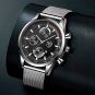 Leather Black Red_Luxury Mens es Stainless Steel Mesh Belt Quartz Wrist Men Casual Leather Calendar
