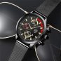 Leather Black Red_Luxury Mens es Stainless Steel Mesh Belt Quartz Wrist Men Casual Leather Calendar