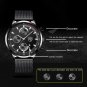 Leather Rose Blue_Luxury  Mens es Stainless Steel Mesh Belt Quartz Wrist Men Casual Leather Calendar