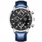 Leather Silver Blue_Luxury Mens es Stainless Steel Mesh Belt Quartz Wrist Men Casual Leather Calend