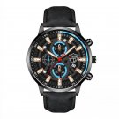 Leather Black Blue_Mens Luxury Sports es Men Business Stainless Steel Mesh Belt Quartz Clock Man Cas