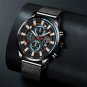 Leather Black Blue_Mens Luxury Sports es Men Business Stainless Steel Mesh Belt Quartz Clock Man Cas