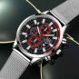 Leather Black Blue_Mens Luxury Sports es Men Business Stainless Steel Mesh Belt Quartz Clock Man Cas