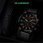 Leather Black Silver_Mens Luxury Sports es Men Business Stainless Steel Mesh Belt Quartz Clock Man C