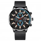Mesh Black Blue_Mens Luxury Sports es Men Business Stainless Steel Mesh Belt Quartz Clock Man Casual