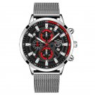 Mesh Silver Black_Mens Luxury Sports es Men Business Stainless Steel Mesh Belt Quartz Clock Man Casu