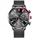 Mesh Black Silver_Mens Luxury Sports es Men Business Stainless Steel Quartz Wrist Luminous Clock  Ma