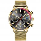 Mesh Gold Gold_Mens Luxury Sports es Men Business Stainless Steel Quartz Wrist Luminous Clock  Man C