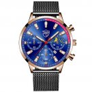 Mesh Rose Blue_Mens Luxury Sports es Men Business Stainless Steel Quartz Wrist Luminous Clock  Man C