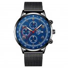 Mesh Black Blue_Luxury Mens es Men Business Gold Stainless Steel Mesh Belt Quartz Clock Man Casual L