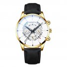 Leather Gold White_Men's Business Calendar es Stainless Steel Mesh Belt Analog Quartz Wrist  Male Le