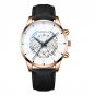 Leather Rose White_Men's Business Calendar es Stainless Steel Mesh Belt Analog Quartz Wrist  Male Le