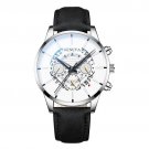 Leather Silver White_Men's Business Calendar es Stainless Steel Mesh Belt Analog Quartz Wrist  Male 