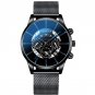 Mesh Black Blue_Men's Business Calendar es Stainless Steel Mesh Belt Analog Quartz Wrist  Male Leath