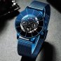 Mesh Black Gold_Men's Business Calendar es Stainless Steel Mesh Belt Analog Quartz Wrist Male Leath