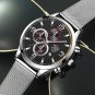 Leather Black Black_Luxury Mens Business es Stainless Steel Mesh Belt Quartz Wrist Luminous Clock M