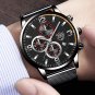 Leather Black Black_Luxury Mens Business es Stainless Steel Mesh Belt Quartz Wrist Luminous Clock M