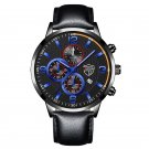 Leather Black Blue_Luxury Mens Business es Stainless Steel Mesh Belt Quartz Wrist  Luminous Clock Me