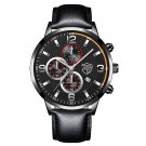 Leather Black Silver_Luxury Mens Business es Stainless Steel Mesh Belt Quartz Wrist  Luminous Clock 