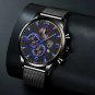 Leather Silver Black_Luxury Mens Business es Stainless Steel Mesh Belt Quartz Wrist  Luminous Clock 
