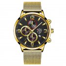 Mesh Gold Black_Luxury Mens Business es Stainless Steel Mesh Belt Quartz Wrist  Luminous Clock Men C