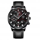 Leather Black Silver_Mens es Men Business Casual Stainless Steel Quartz Wrist for Man Calendar Clock