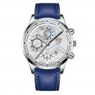 Leather Silver White_Mens es Men Business Casual Stainless Steel Quartz Wrist for Man Calendar Clock