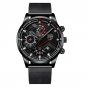 Mesh Black Black_Mens es Men Business Casual Stainless Steel Quartz Wrist for Man Calendar Clock Lea