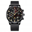 Mesh Black Gold_Mens es Men Business Casual Stainless Steel Quartz Wrist for Man Calendar Clock Leat