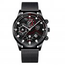 Mesh Black Silver_Mens es Men Business Casual Stainless Steel Quartz Wrist for Man Calendar Clock Le