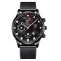 Mesh Black Silver_Mens es Men Business Casual Stainless Steel Quartz Wrist for Man Calendar Clock Le