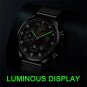 Mesh Silver Blue_Mens es Men Business Casual Stainless Steel Quartz Wrist for Man Calendar Clock Lea