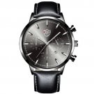 Leather Black Silver_Mens es Luxury Stainless Steel Mesh Belt Quartz Wrist Luminous Clock Men Busine