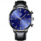 Leather Blue Gold_Mens es Luxury Stainless Steel Mesh Belt Quartz Wrist Luminous Clock Men Business 
