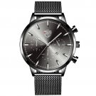 Mesh Black Silver_Mens es Luxury Stainless Steel Mesh Belt Quartz Wrist Luminous Clock Men Business 